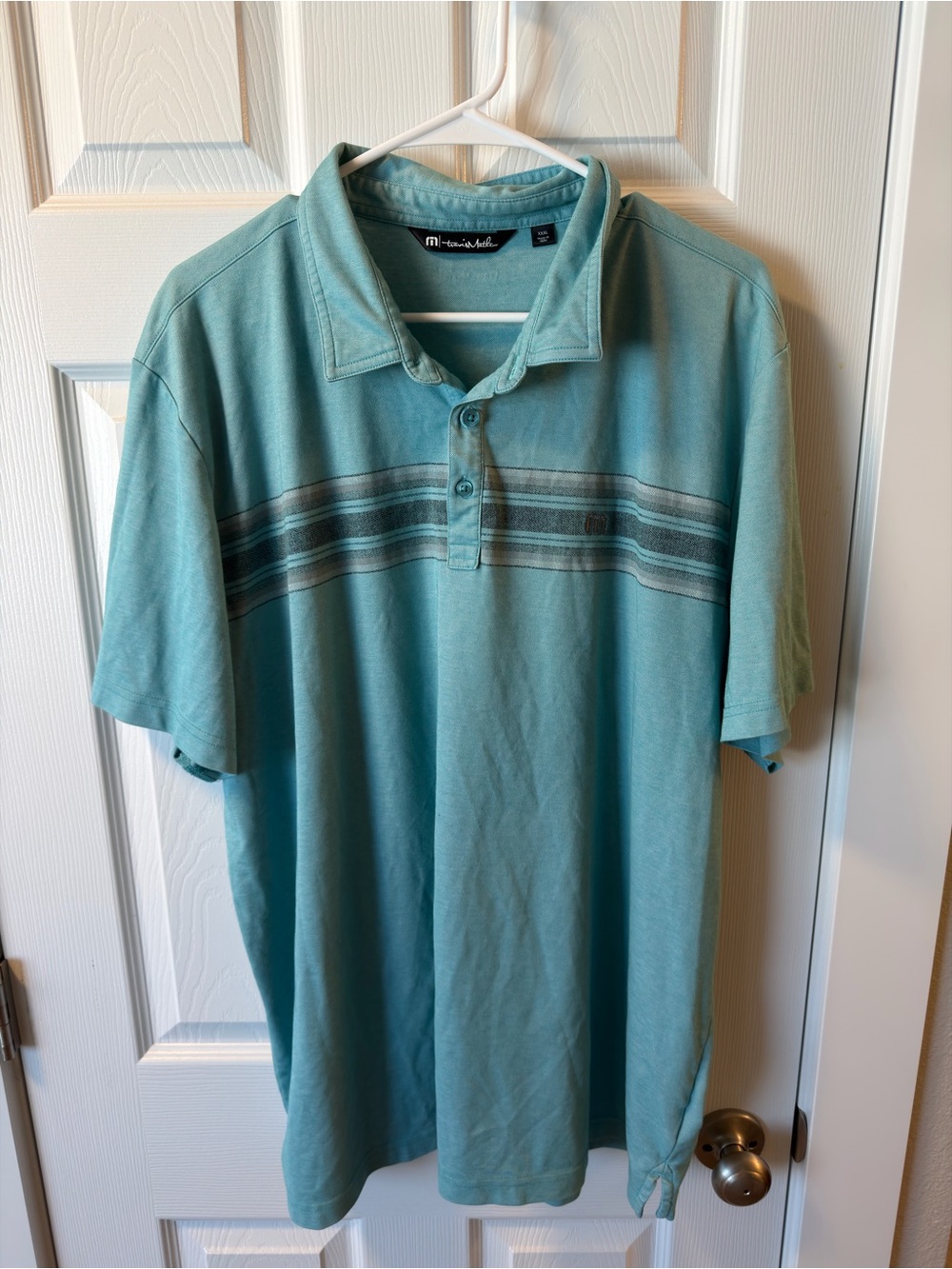 Travis Matthew Green Stripped Short-Sleeve Polo Shirt
